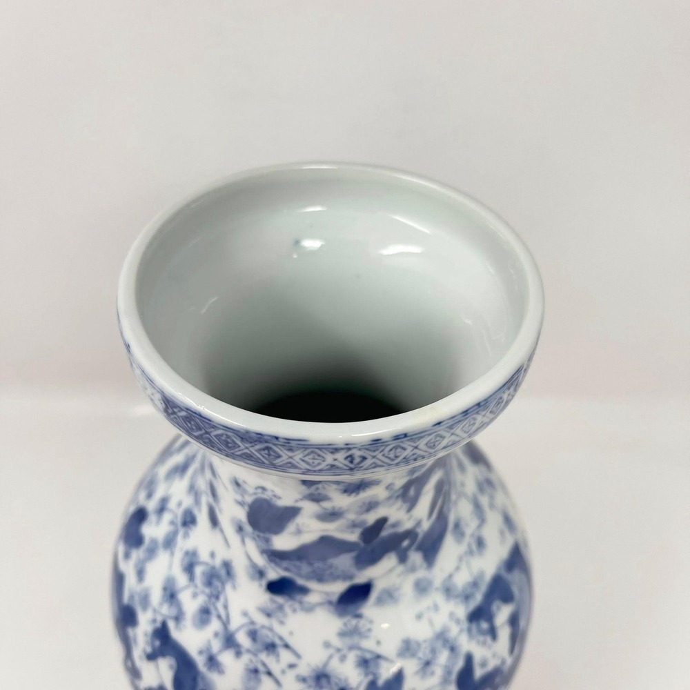 VTG Chinoiserie Porcelain Koi Fish Vase Blue And White 13" Tall China - Picture 6 of 9